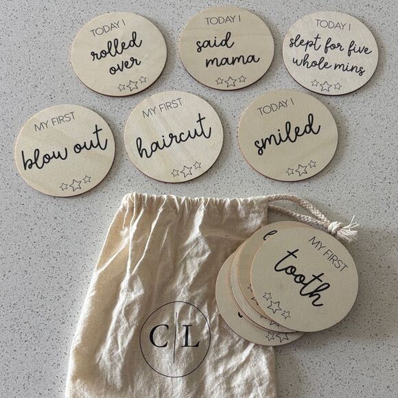 CADEN LANE Funny Milestone Wood Announcements - Picture 1 of 3